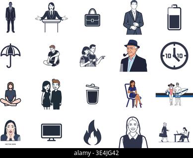 "A premium, extensive collection of professional vector line and glyph icons specifically curated for diverse business, modern technology Stock Vector