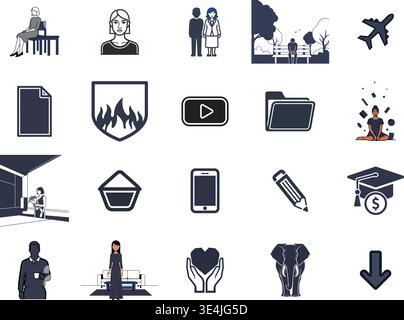 "A premium, extensive collection of professional vector line and glyph icons specifically curated for diverse business, modern technology Stock Vector