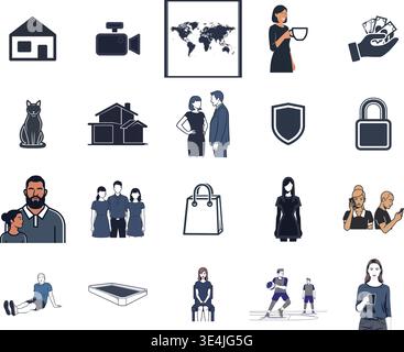 "A premium, extensive collection of professional vector line and glyph icons specifically curated for diverse business, modern technology Stock Vector