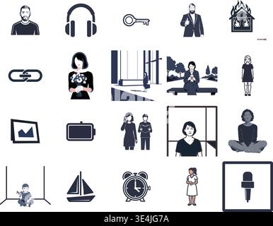 "A premium, extensive collection of professional vector line and glyph icons specifically curated for diverse business, modern technology Stock Vector