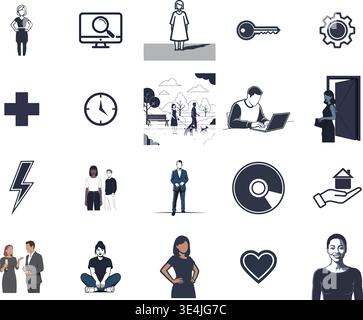 "A premium, extensive collection of professional vector line and glyph icons specifically curated for diverse business, modern technology Stock Vector