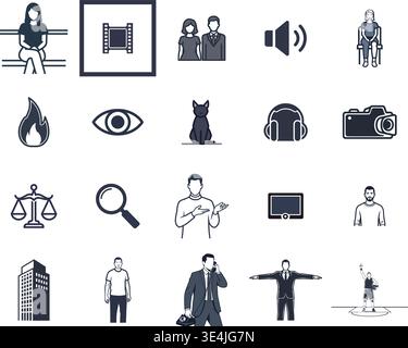 "A premium, extensive collection of professional vector line and glyph icons specifically curated for diverse business, modern technology Stock Vector