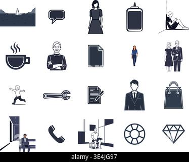 "A premium, extensive collection of professional vector line and glyph icons specifically curated for diverse business, modern technology Stock Vector