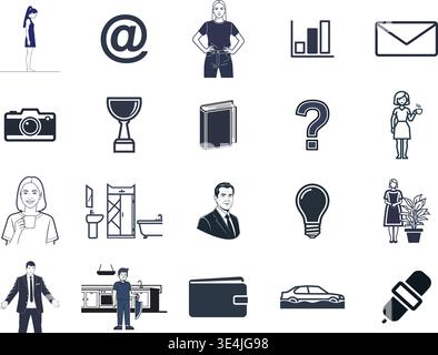 "A premium, extensive collection of professional vector line and glyph icons specifically curated for diverse business, modern technology Stock Vector