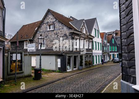 Solingen Geafrath, Germany - 2022 Octoder 01: View on a Slate Roofs in a Solingen Geafrath Solingen, town in North-Rhine Westphalia, Germany Stock Photo