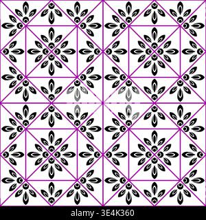 Black purple square ornament on white background Stock Vector