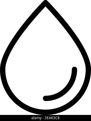 A clean and minimalist graphic symbol representing a single droplet of water or liquid for modern digital user interface design. Stock Vector