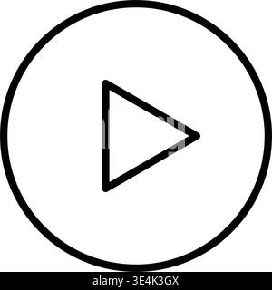 A minimalist graphic depicting a standard play symbol enclosed within a thin circular border representing media playback control functions. Stock Vector