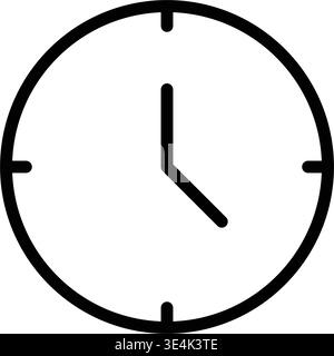 A minimalist black and white line drawing of a circular clock face with two hands indicating time is passing by. Stock Vector
