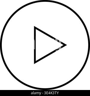 A minimalist black outline of a circular play button symbol used for starting video or audio playback on digital interfaces. Stock Vector