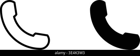 A pair of telephone handset symbols shown in both outline and solid black fill style for modern interface design elements. Stock Vector