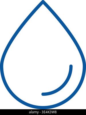 A minimalist blue icon shaped like a liquid droplet representing hydration, purity, nature, environmental conservation, and essential water resources Stock Vector