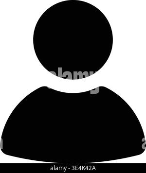 A minimalist black graphic icon depicting a stylized human head and shoulders representing a user account or profile setting interface. Stock Vector