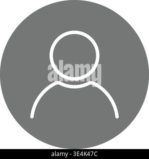 A minimalist circular graphic featuring a simple white outline of a person, commonly used for user account profile settings interfaces. Stock Vector