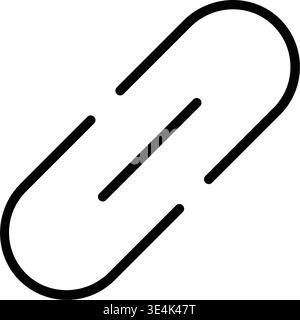 A minimalist black outline icon depicting a single metal link representing connection or internet hyperlink functionality on a white background. Stock Vector