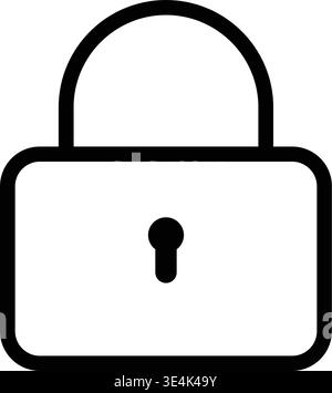A clean and minimal graphic symbol representing a secure lock used for user interface elements and data protection concept icons. Stock Vector