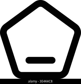 This black geometric icon shows a pentagonal outline frame with a small horizontal line positioned in the bottom center area. Stock Vector