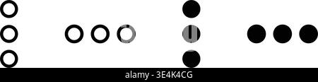 These minimalist shapes include outlined and solid black circles arranged in groups of three in both vertical and horizontal orientations. Stock Vector