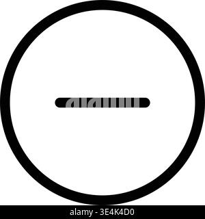 This minimalist circular symbol features a horizontal bar in the center commonly used for subtraction or removing items from lists. Stock Vector