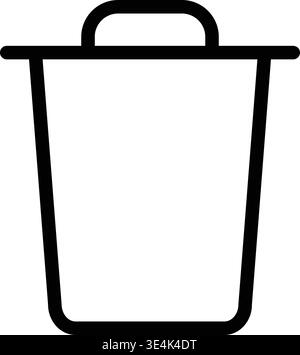 A minimalist linear icon representing a waste container, perfect for user interface designs, digital applications, and website navigation menu element Stock Vector