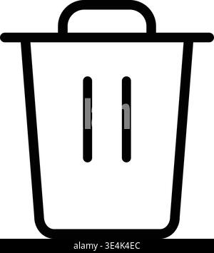 This minimalist icon represents a digital trash can often used in user interface design for deleting unwanted computer file data. Stock Vector