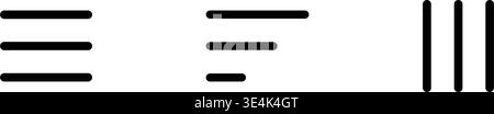 Black line icons showing horizontal and vertical alignment options commonly used for user interface navigation bars on mobile applications websites. Stock Vector