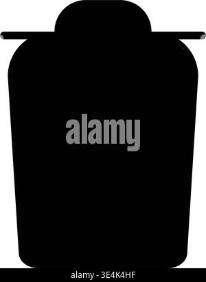 A minimalist black silhouette representing a trash bin, commonly used in digital interfaces for deleting files or discarding unwanted items. Stock Vector
