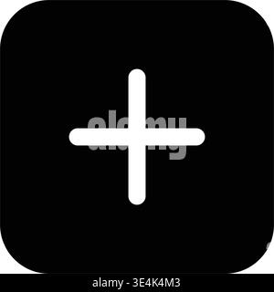 A minimalist rounded square button icon containing a clean white cross symbol representing addition or positive user interface action Stock Vector