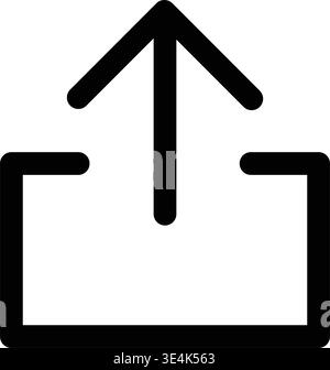 A minimalist linear symbol featuring an upward pointing arrow emerging from a box, commonly used for sharing or uploading data. Stock Vector
