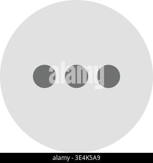 A minimalist circular icon featuring three horizontal dots often used to represent more options or additional menu settings in interfaces. Stock Vector