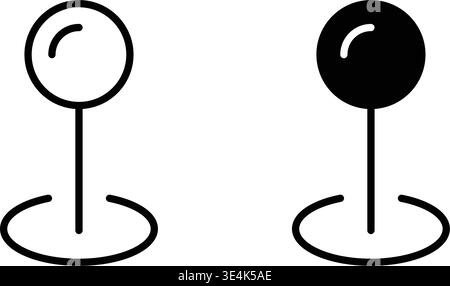 Black and white graphic symbols showing map markers for indicating specific geographic points on a digital or paper map interface. Stock Vector