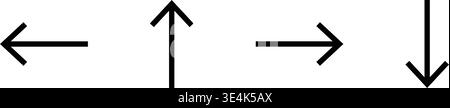 A collection of four basic directional arrows pointing in different cardinal directions including left up right and also facing down. Stock Vector