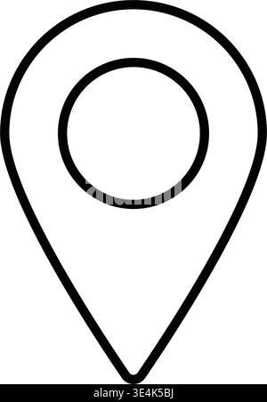 This minimalist graphic shows a basic map pin shape, commonly used for identifying specific locations on digital mapping interface systems. Stock Vector