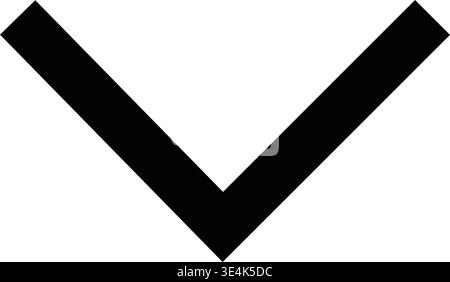 A minimalist black downward arrow icon commonly used for navigation menus or indicating expansion options on digital user interfaces. Stock Vector