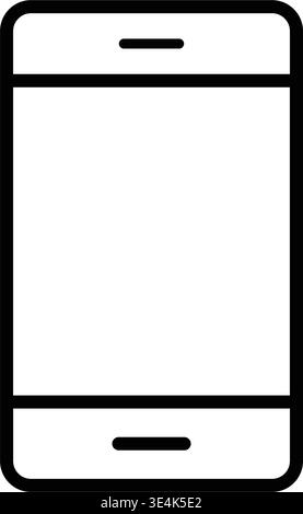 A minimalist linear icon representing a smartphone device featuring a blank screen and two horizontal slots for speaker components. Stock Vector