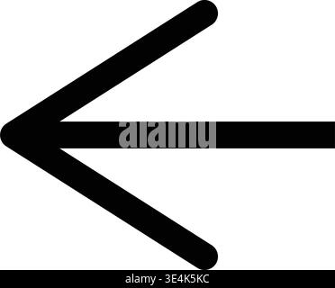 A thick black arrow symbol pointing to the left on a plain background representing direction navigation or a back command. Stock Vector