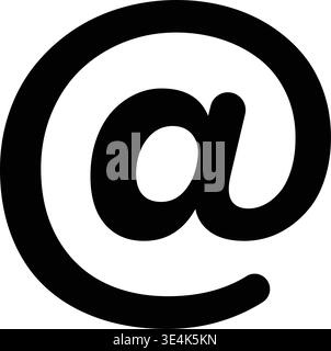 A bold black at symbol representing digital communication, email messaging, and online connectivity used in modern electronic correspondence and netwo Stock Vector