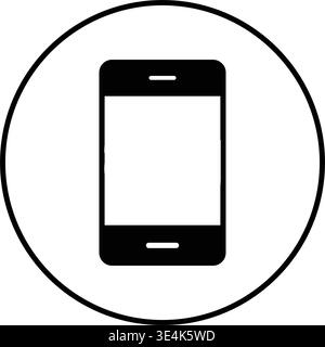 A minimalist graphic depicting a generic mobile phone device centered within a circular border for use in user interface design. Stock Vector