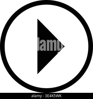 A minimalist black play button symbol featuring a triangle shape enclosed within a circle for digital media user interface design. Stock Vector