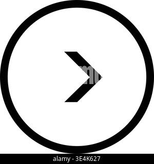 A simple black circular icon with an arrow pointing to the right side representing navigation forward or continuing the process. Stock Vector