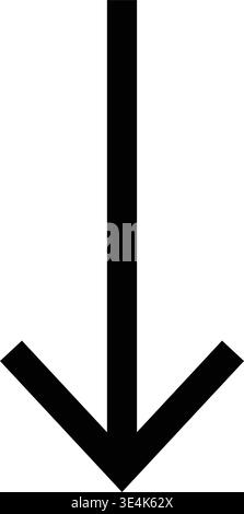 A minimalist black arrow symbol pointing downwards, commonly used to indicate direction, navigation, scrolling, or downloading in user interface desig Stock Vector