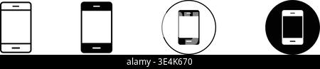 A collection of simple smartphone icons featuring various outline and solid circle designs for modern user interface graphic projects. Stock Vector