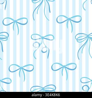 Blue striped pattern with bows Stock Vector