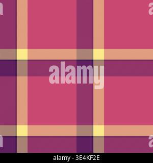 Vibrant pink, purple,  yellow plaid pattern. Great for backgrounds, textures, or graphic design projects with a modern, stylish,  colorful feel. Stock Vector