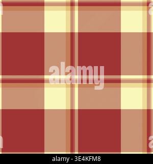 Grid tartan vector background, brand seamless plaid pattern. Bed fabric textile texture check in red and light colors palette. Stock Vector