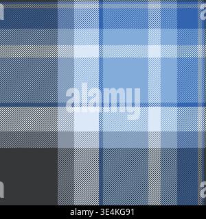 Duvet cover fabric texture plaid, november tartan vector pattern. Setting seamless check textile background in blue and grey colors palette. Stock Vector