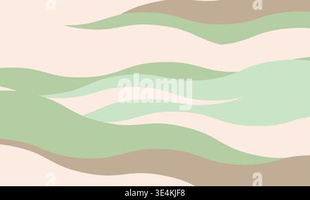Serene abstract background featuring flowing pastel green and beige waves.  Perfect for website banners, social media posts, or any design needing a c Stock Vector