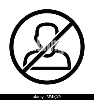 A black and white circular prohibition sign featuring a human silhouette with a diagonal slash Stock Vector