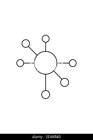 Network Node Diagram in Line Art Style Stock Vector