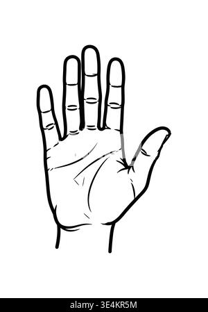 Open Hand Gesture in Line Art Style Stock Vector
